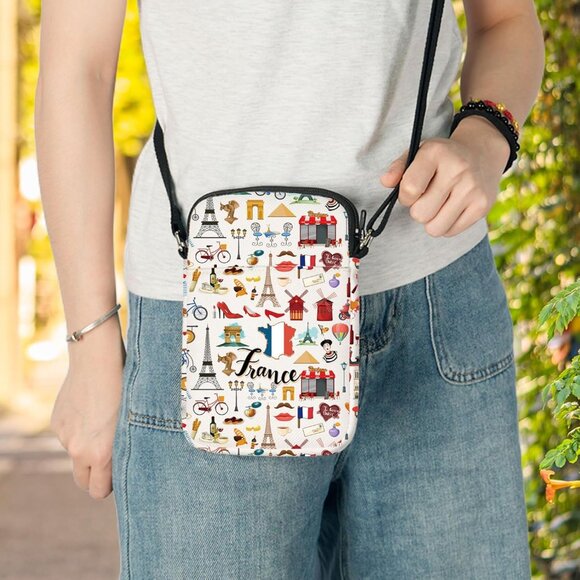 France Paris Landmarks Cross Body Shoulder Bag for Women Unisex Souvenir Gift - Picture 4 of 7